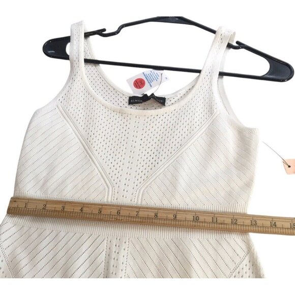 90s Sleeveless Maxi Dress Women Medium Ivory White Open Knit Party Resort Club - Picture 9 of 16